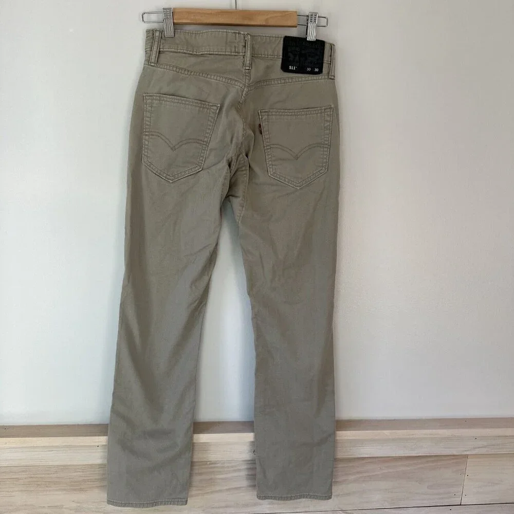 Levis Jeans Mens 30x30 511 Slim Straight‎ Khaki Tan Brown Pants